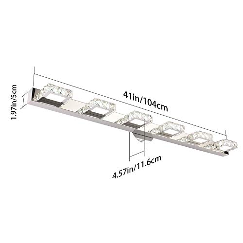 Aipsun 41 Inches Crystal Vanity Lights Over Mirror Long Bathroom Vanity Light Fixtures Modern 6 Lights LED Vanity Lights for Bathroom Wall Light Fixture