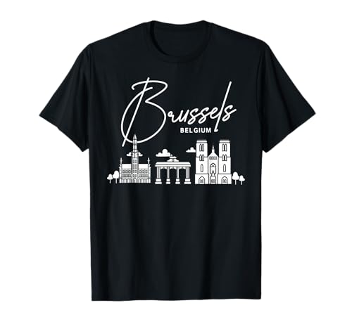 Brussels Belgium City Skyline Map Travel T-Shirt