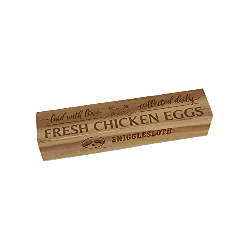 Fresh Chicken Eggs Laid with Love Collected Daily Rectangle Rubber Stamp for Stamping Crafting - 3.75in Large