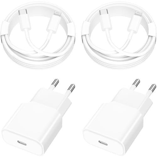 [Apple MFi Zertifiziert] iPhone 14 Schnellladegerät und Ladekabel Rombica 4Pack 20W USB-C Netzteil Type-C Ladegerät Stecker mit 2M Type-C auf Lightning Kabel für iPhone 14 13 12 11 Pro XS XR X 8 iPad