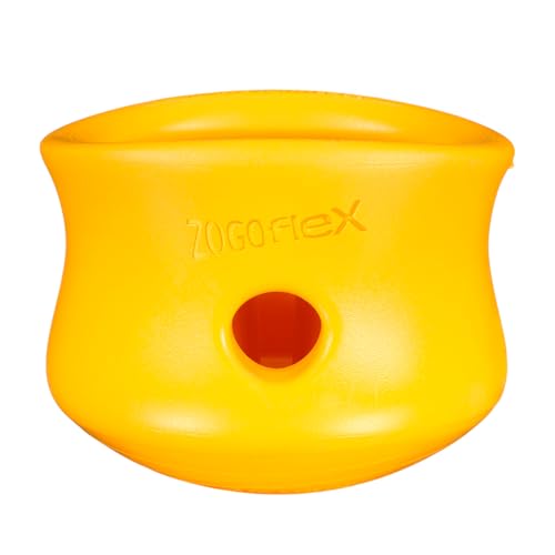 WEST PAW Zogoflex Toppl Interactive Treat Dispensing Puzzle Dog Toy for Mental Stimulation & Enrichment-Holds Kibble & Treats-Lickable, Freezable & Dishwasher Safe-Made in USA-XL-Sunflower Yellow