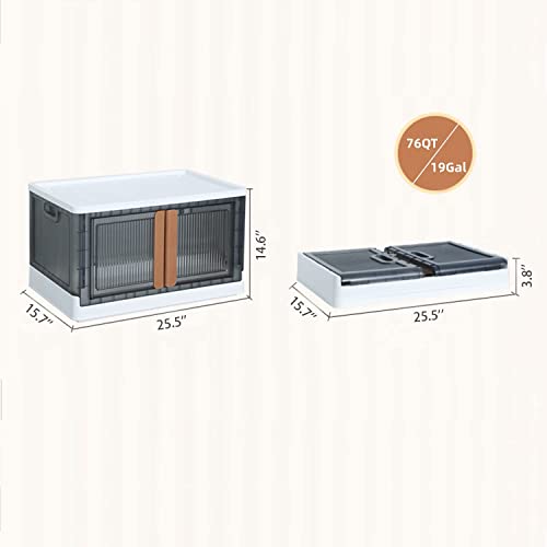 Storage Bins With Lids-76Qt Collapsible Storage Bin With Double Door,3 Packs Stackable Storage Bins With Wheels,X-Large Plastic Storage Bins,Clear Storage Bins,Grey Bathroom Storage Cabinet #TOP4