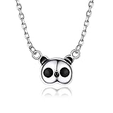💕Design: Cute Panda Halskette für Frauen, China-Schatztiercharme mit 16-Zoll-Rolo-Kette, Schlüsselbeinhalskette, Geschenk für Mädchen, Kinder.