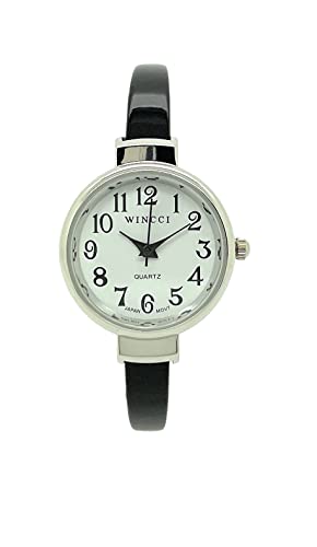 Image of Ladies Big Numbers Skinny Metal Bangle Cuff Fashion Watch White Dial Wincci