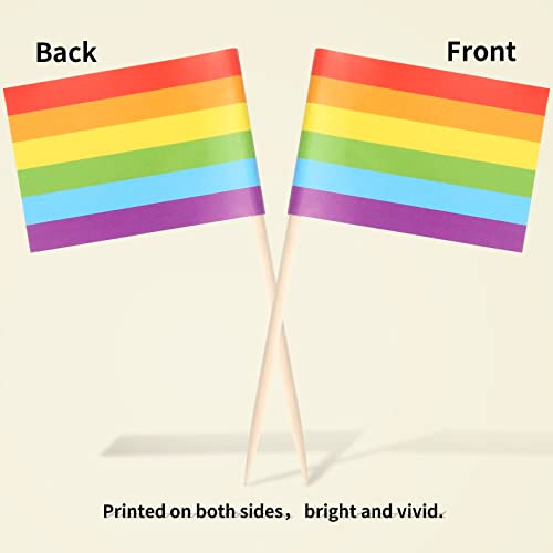 Sunshane 100 Pack Rainbow Gay Pride Toothpicks Mini Small Lgbt Rainbow Stick Flags Fruit Cupcake Topper Picks Toothpick Flag For Rainbow Mardi Gras Events Party Decorations, 2.56 X 1.38 Inches #TOP2