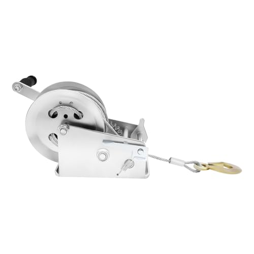 Treuil manuel - Force de traction de 1587 kg - Câble métallique de 10 m - Pour remorques, bateaux, voitures, ATV, polyvalent, mécanisme à cliquet sûr, construction en acier robuste, idéal pour le