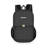 Bekahizar Small Rucksack 15L Packable Backpack Hiking Daypack Foldable Day Bag For Men Women Teens Travel Camping City Walking Mountaineering Climbing (Black)