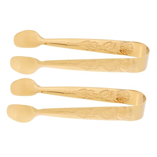 NAMOARLY Mini Serving Tongs 2pcs Stainless Steel Sugar Tongs Pattern for Party Charcuterie and Desserts