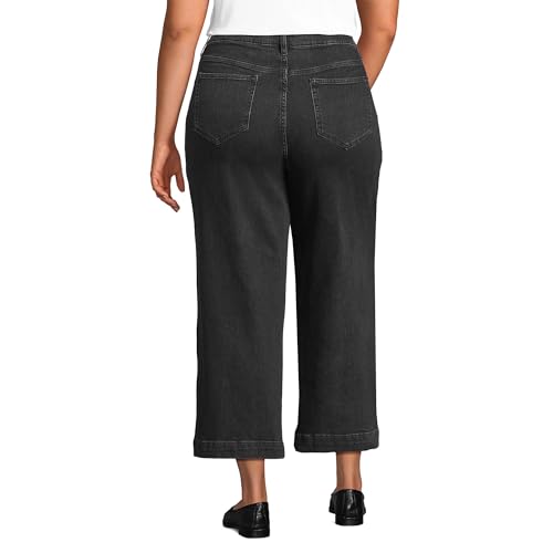 Lands' End Women's Denim High Rise Wide Leg Crop Jeans2
