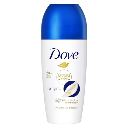 Dove Advanced Care Anti-Transpirant Deo Roll-On Original 0 Prozent Alkohol Deodorant schützt 48h vor Körpergeruch und Achselnässe 50 ml 1 Stück