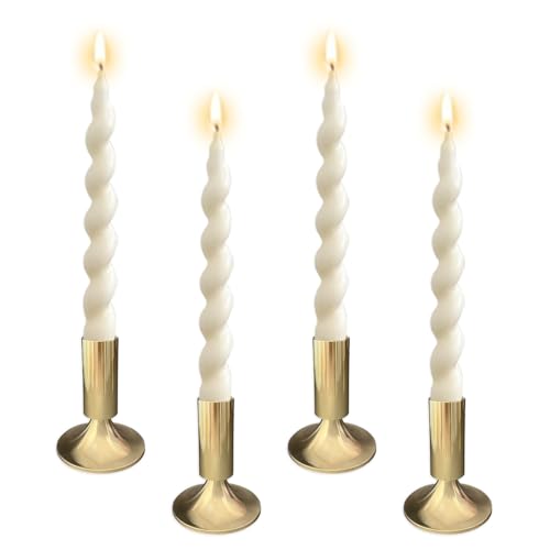 Candlestick Holders Taper Candle Holders 1 Sets(4 Pcs) Gold Candle Sticks Holder Decor, Pillar Candle Holder Stand Vintage Modern Decorative Centerpiece for Wedding, Dinning, Party, Festive Christmas