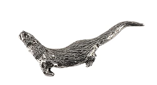 Imán decorativo artesanal de nutria de río en peltre antiguo miniatura 1