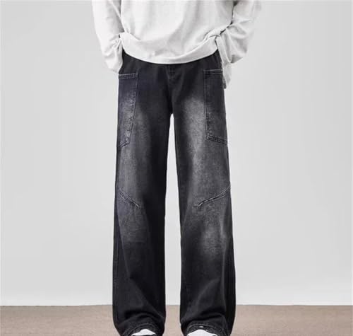 Men’S Loose Fit Multi-Pocket Cargo Jeans with Zipper Fly Mid Waist Punk Style Distressed Denim Pants2