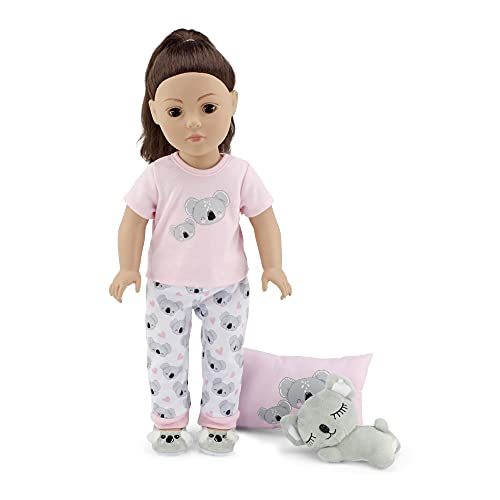 Emily Rose 18 Inch Doll Clothes & Accessories Pj Pajamas Outfit | Koala 18" Doll Pajama Gift Set With Doll Slippers, Pet Koala Toy And Doll Pillow Accessory! #TOP2