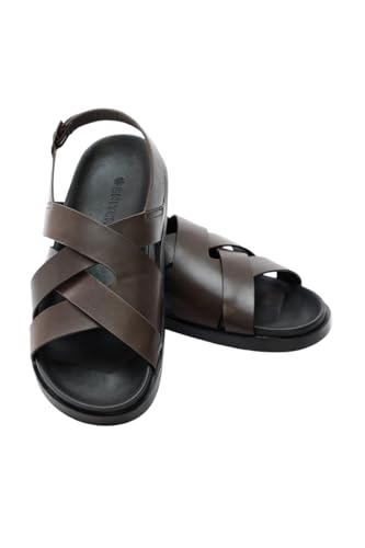 Image of SNITCH Men's Sandals | Minimalist Solid Pattern Design | PU Synthetic Upper & PU Insole, TPR Outsole | Adjustable Strap Casual Footwear