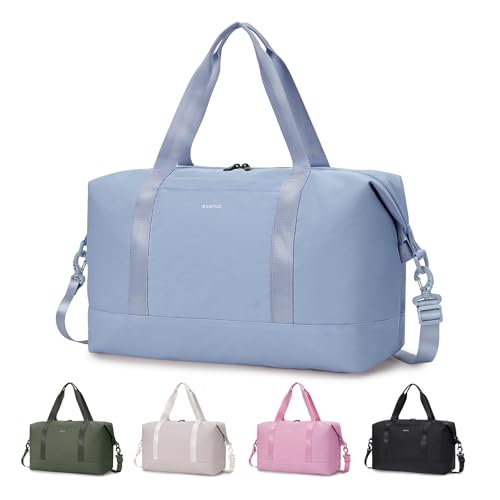 ECOHUB Travel Duffel Bag Water Resistant Weekender Bag Carry On Bags for Women Sport Gym Bags for Men Hospital Bag for Labor and Delivery Overnight Bag Luggage Bag with Trolley Sleeve 30L Grayish Blue
