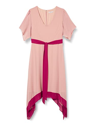 Gina Bacconi Vestido de pañuelo Hmc de Dos Tonos con Corbata cóctel, Rosa Suave, 44 para Mujer