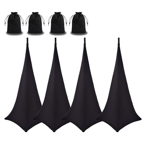 4 Pack Speaker Stand Cover Tripod Scrim, DJ Speaker Stand Scrim Tripod Cover with 360 Degree...