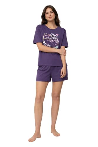 Image of Duchess Women's Cotton Printed Night Suit Set of Top & Shorts Pajama Set