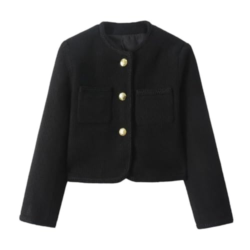 Blazer en tweed pour femme veste d'hiver ample avec poches