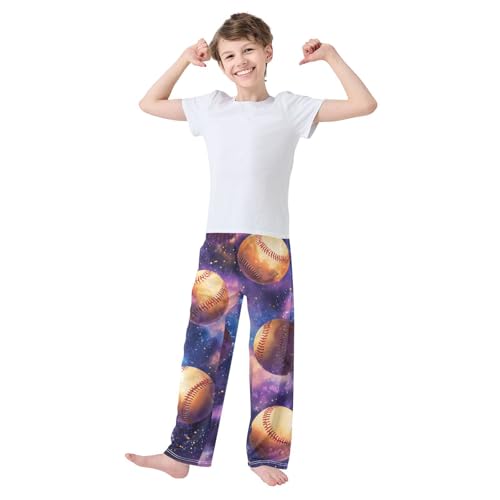 Galaxy Tennis Ball Print Boys Long Pants Soft Trousers Elastic Waist Kids Lounge Bottoms with Pockets S-XL3