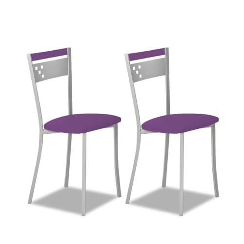 Astimesa Sccabbj Dos Sillas De Cocina, Metal, Berenjena, Altura De Asiento 45 Cms Astimesa Sccabbj Dos Sillas De Cocina, Metal, Berenjena, Altura De Asiento 45 Cms