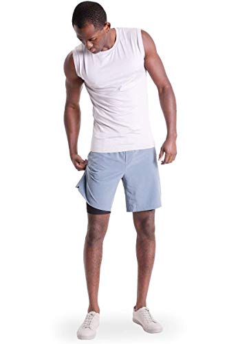 Ohmme Eco Warrior II Mens Yoga Shorts - Blue-XXL