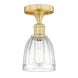 Innovations Lighting Brookfield - 1 Light Semi-Flush Mount in Industrial Style-9.75 Inches Tall and 5.75 Inches Wide-Satin Gold Finish-Clear