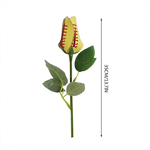Sport Leather Rose, 1/6/12Pcs Creative Personality Sports Ball Pattern Artificial Rose, Novelty Home Room Outdoor Decoration (1Pcs, Softball) #TOP6
