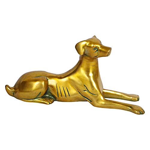 Statue de chien assis en laiton finition dorée d'artisanat