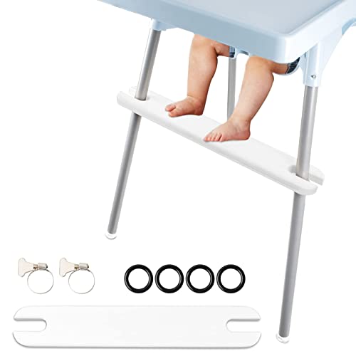 Image of High Chair Footrest Compatible with IKEA Antilop 100% Natural Wood Bamboo Footrest Non-Slip Adjustable Footrest with 4 Rubber Rings and 2 Metal Rings
