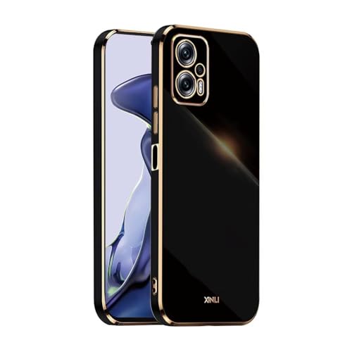 EASSGU Marco Electrochapado Funda para Poco X4 GT (6.6' Inches) Carcasa Protectora de Color de Silicona TPU Suave - Negro