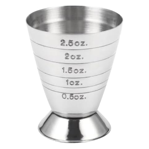 Kitchen Shot Measure Cup Jigger For Bartending - Cocktail Jigger Food-Grade Stainless Steel - Jigger 0.5 oz 2.5 oz Markings - Cocktail Measuring Cup Jigger (Silver, One Size) Cover