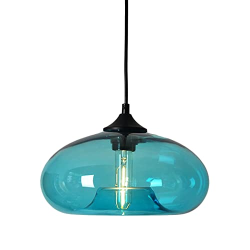 Lámpara de techo de vidrio soplado industrial vintage con acabado turquesa de alta calidad 3