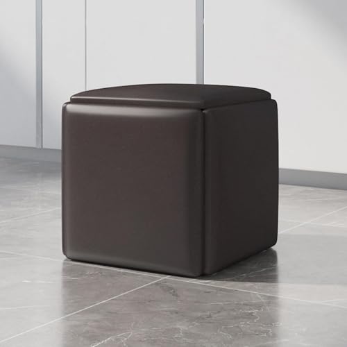 Taburete 5 en 1 con ruedas giratorias 35x35 cm para tocador negro 2