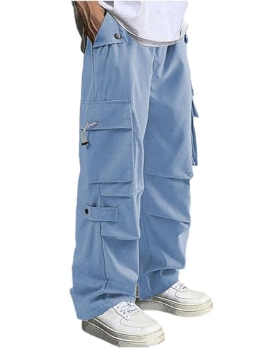 ZAFUL Men's Casual Cargo Pants Drawstring Waist Workout Joggers Croppped Baggy Sweatpants with Flat Pockets2