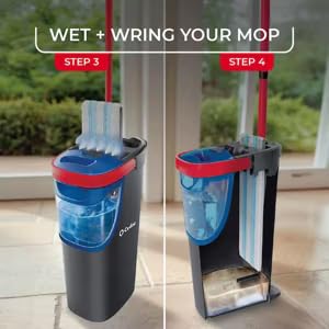 H2-pro Flat Mop Sistema lavapavimenti a piastra piatta | Separazione acqua pulita e sporca | Progettato per risparmiare acqua | Utilizzo a una mano | Design compatto | Pulizia con microfibra
