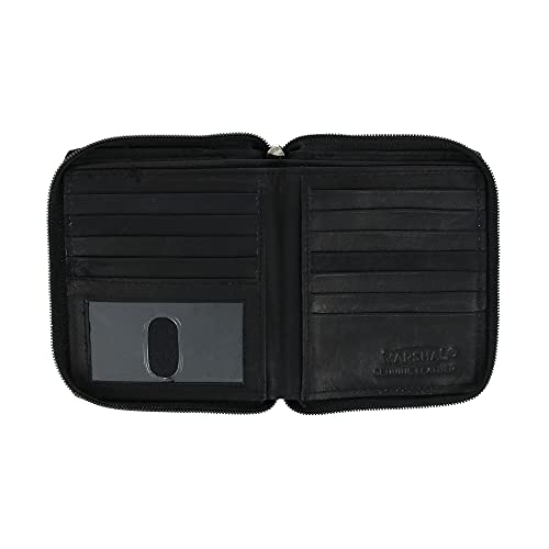 CTM Men's Leather Zip-Around European Wallet, Black4