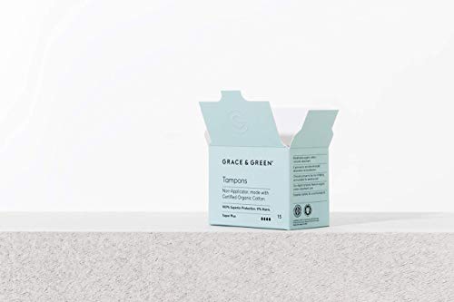 Grace & Green, premium biologische non-applicator tampons, gemaakt van 100% gecertificeerd biologisch katoen (Super Plus… - Image 3