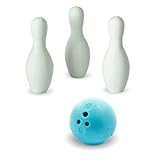 Iwako Puzzle Radiergummi zum Sammeln Bowling Kugel 3 Bowling Kegel Pins und Sticker blau
