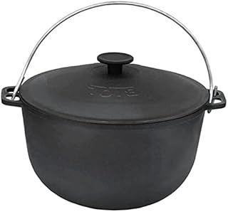 Cast Iron Kazan With Lid - 6 L Capacity - Heavy Duty Dutch Oven Style Pot For Camping Cooking Or Cooking At Home - Works With All Type Stoves And Hubs