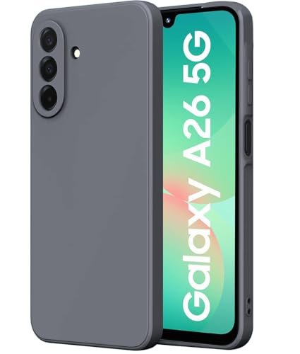 Image of DIZORO Microfiber Candy Case for Samsung A26 5G Smooth Touch Cushion Liquid Soft Silicone Gel Rubber Phone Cases Non-Slip Full Body Protective Shockproof Back Cover (Space Grey)
