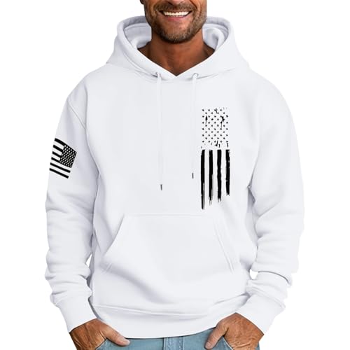 Men's Hoodies Drawstring Plus Size Comfort Long Sleeve Hooded Sweatshirt Workout Baggy Crewneck Pullover with Pockets