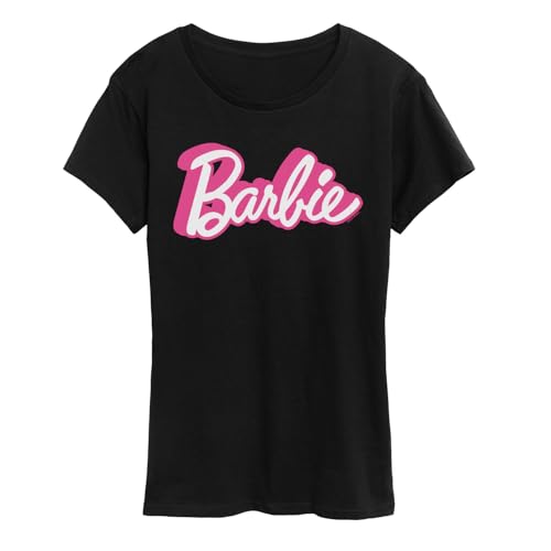Barbie Womens Iconic Wordmark Logo Classic Fit Soft Feel Short Sleeve T-Shirt (US Alpha Medium Regular Regular Black)
