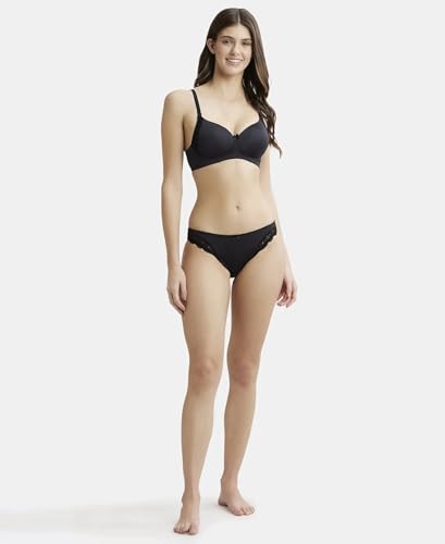 Image of Jockey 1816 Women Wirefree Padded Soft Touch Microfiber Elastane Stretch Full Coverage T-Shirt Bra with Lace Styling