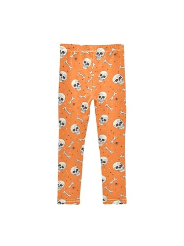 ZZKKO Girls Leggings Skeleton Bone Star Orange Toddler Girls Clothes Toddler Comfortable Bottoms Girl Leggings 3-4T2