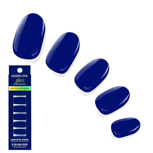 Dashing Diva Gloss Nail Strips - Whistle - UV Free Chip Resistant Long Lasting Gel Stickers - Contains 27 Wraps 1 Prep Pad 1 File