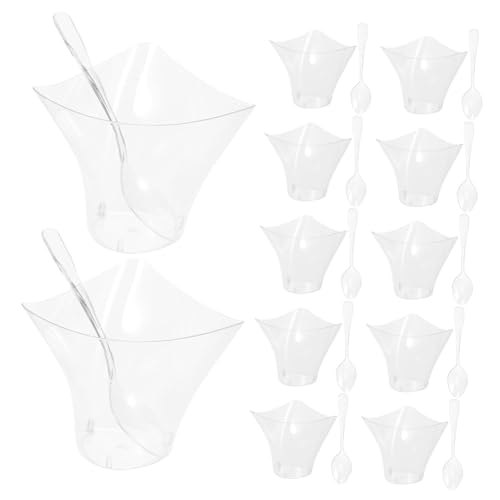 BUTIFULSIC 1 Set Mousse Cup Trifle Shooter Serving Cups Square Appetizer Cup Parfait Shooter Cups Sundae Cups Snack Containers Ice Cream Cups Pudding Cup Party Serving Cups Transparent