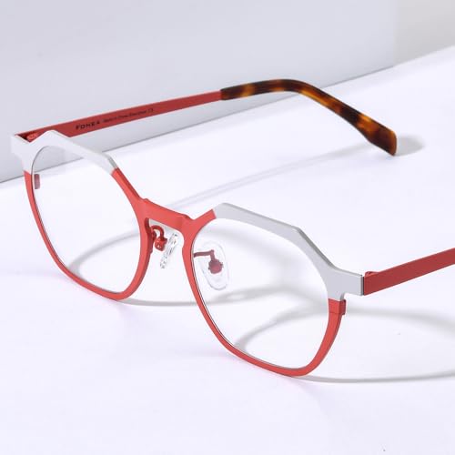 Image of FONEX Colorful Pure Titanium Glasses Frame Women Retro Round Eyeglasses