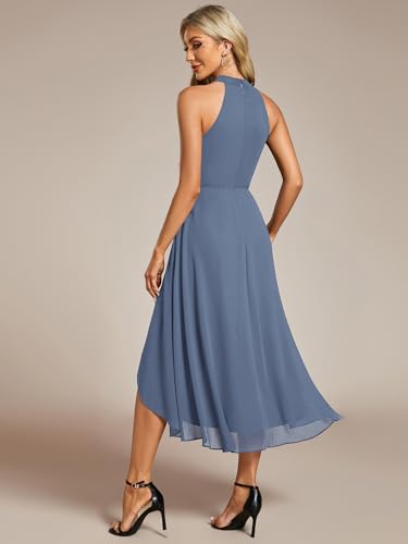 Image of Ever-Pretty Women's Halter Chiffon Midi Cocktail Wedding Guest Dress